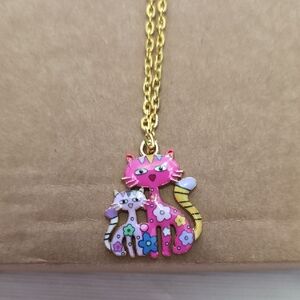 Colorful Cat Pendant Necklace